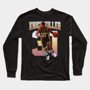 Reggie Miller Choke Sign Basketball Legend Signature Vintage Retro 80s 90s Bootleg Rap Style Long Sleeve T-Shirt